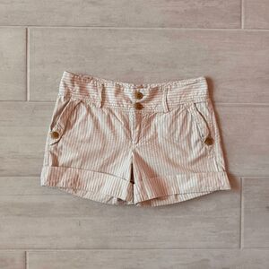 GAP Shorts Beige & White Striped Casual Chino 100% Cotton Pockets Low Rise Sz 6